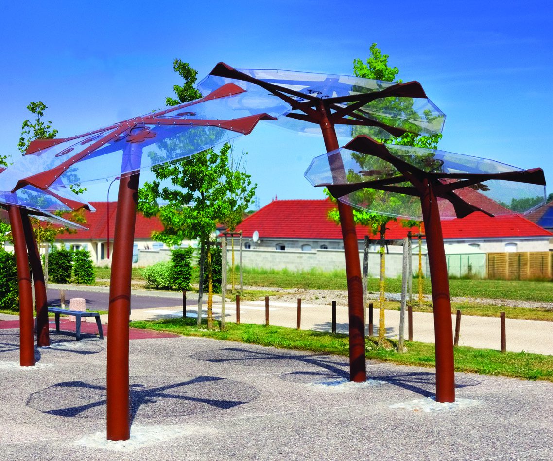 Pergola Natura aux canopées de verre en forme de pétales